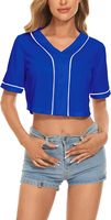Maillot de Baseball pour femme T-shirts boutonnés à manches courtes col en V haut court chemisier Softball maillot boutonné