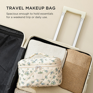 Large Capacity Puffy Toiletry <b>Bag</b> for Women Open Flat Make up Cosmetic Organizer with Handle - Product Image 3