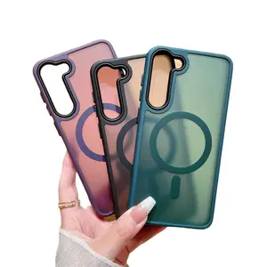 NEW Simple Matte Acrylic Magnetic Frosted Shock Proof Protect Phone Case For Samsung Galaxy S22 Plus S24 Ultra S23 FE Back Cover