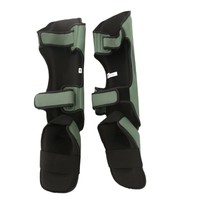 Allfight SG03-1 Protège-tibias MMA Enfant/Adulte Vert en PU Écologique Durable Confortable Protection des tibias pour la pratique de la boxe