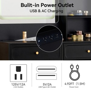 Modern Smart <b>LED</b> Eco-Friendly <b>Makeup</b> Vanity Desk Retractable <b>Mirror</b> Lights Dressing Table Drawers Compact Cabinet Hotel Bedroom - Product Image 6