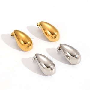ต่างหูสแตนเลสทรงหยดน้ำ 18k ทองไทเทเนียมสตีล แฟชั่นมินิมอล ของขวัญเครื่องประดับสำหรับผู้หญิง - Product Image 3