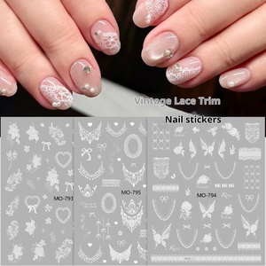 Calcomanías <span class=keywords><strong>para</strong></span> <span class=keywords><strong>Uñas</strong></span> 5D con Relieve, 3 Diseños, Hoja Blanca, Encaje, Flor Estereoscópica, Decoración <span class=keywords><strong>para</strong></span> Manicura DIY - Product Image 1