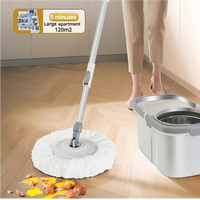 Balai Lave-Sol Magique en Microfibre 360 avec Seau de Nettoyage, Manche en Acier Inoxydable, Auto-Essorant, pour Utilisation Humide et Sèche sur Carrelage