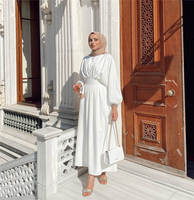 Vêtements ethniques de prière islamique traditionnelle de qualité supérieure Dubaï musulman Ramadan arabe blanc taille haute Abaya Hijab Robe Robe pour femmes