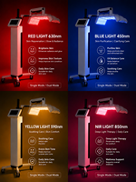 Máquina Profesional de Fototerapia LED PDT Portátil con Pantalla Táctil, Terapia de Luz Facial Detox, 630nm 450nm 590nm 850nm