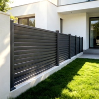 Panneaux de clôture modernes en aluminium noir à lames orientables, résistants à la rouille, pour jardin et mur de séparation extérieur