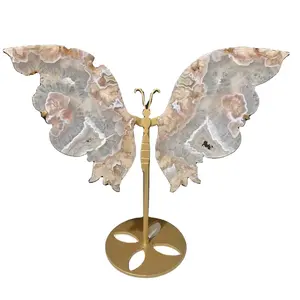 천연 크리스탈 치유 돌 핑크 자수정 날개 기념품 장식용 크리스탈 조각 공예