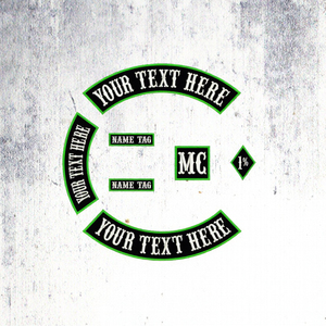 Ensemble de patchs personnalisés pour club de motards, bordure verte, haut et bas, badges brodés MC 1 Percent, étiquettes nominatives Rockers - Product Image 3