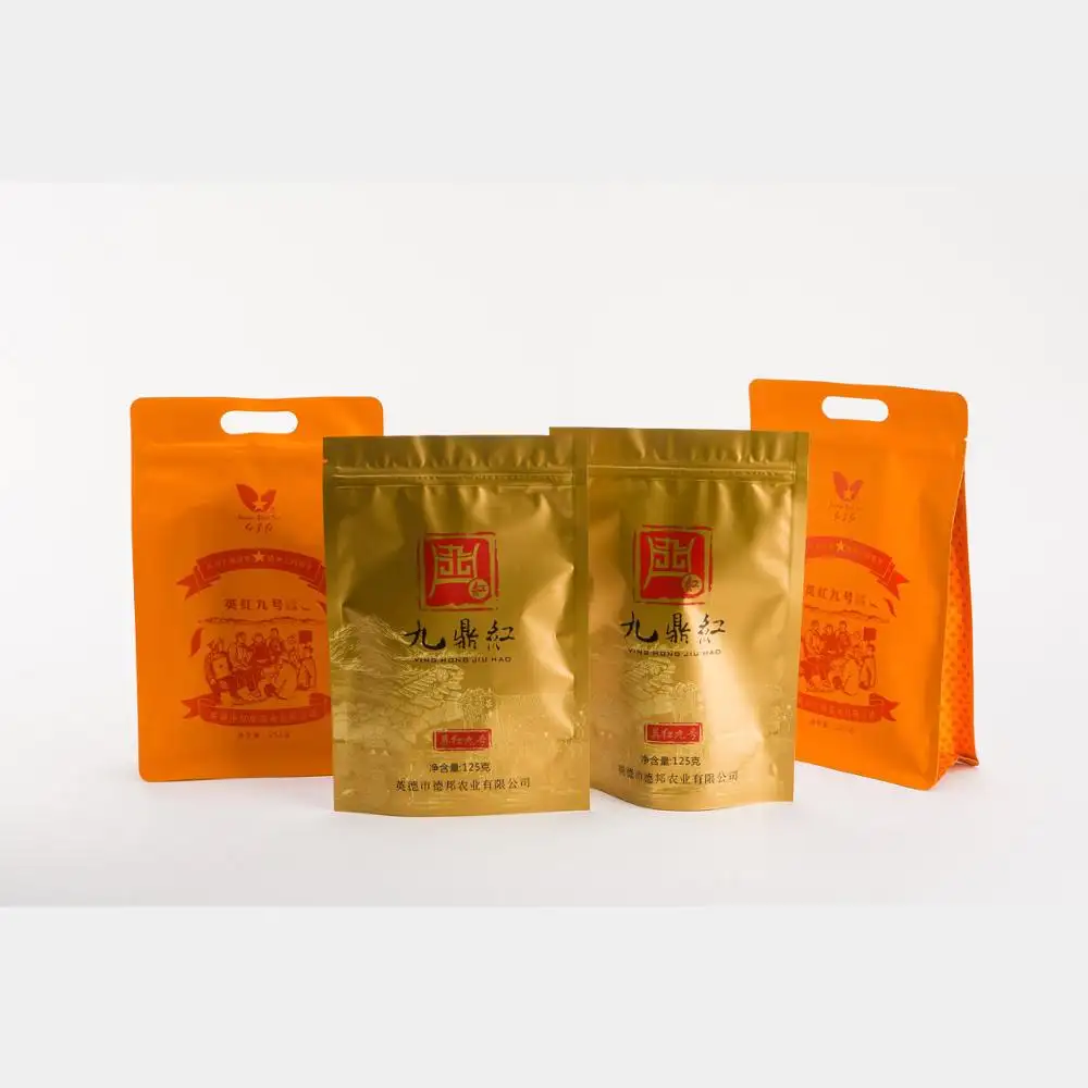 एल्यूमीनियम खाद्य पैकेजिंग बैग-मैट प्रभाव प्लास्टिक खड़े हो जाओ टुकड़े टुकड़े जिपर चाय पाउच