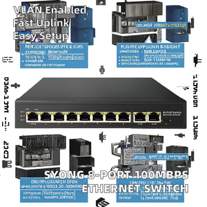 Conmutador Ethernet RJ45 SYONG de 8 Puertos y 100 Mbps, Conexión de Alta Velocidad, Plug and Play, Carcasa de Hierro, Compatible con MDI/MDIX, Dúplex Automático y Control de Velocidad - Product Image 2