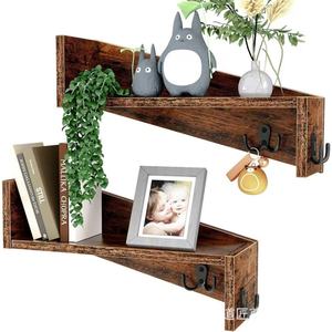Custom wall-mounted wooden <b>shelf</b> for storing condiments and organizing bottles; solid wood <b>hook</b> rack. - Product Image 2