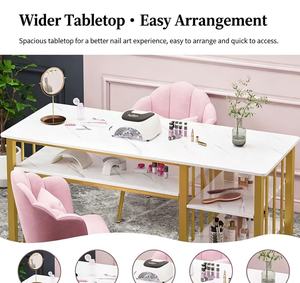 Wss Hot <b>Nail</b> <b>Desk</b> for <b>Nail</b> Tech Acetone Resistant Manicure Table with Metal Frame <b>Nail</b> Salon Station Beauty Storage Organizer - Product Image 4