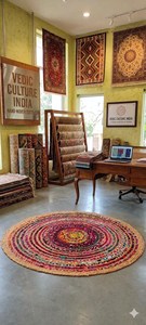 Handmade <b>Round</b> Cotton <b>Jute</b> <b>Rug</b> Colorful Boho Braided Area Carpet Rustic Farmhouse Floor Mat for Living Room Bedroom Home Decor - Product Image 3