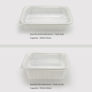 Conteneur alimentaire jetable en PP blanc avec couvercle transparent en PET |   Boîte à emporter sans BPA, résistante aux micro-ondes, anti-fuite, logo personnalisé, OEM - Product Image 5
