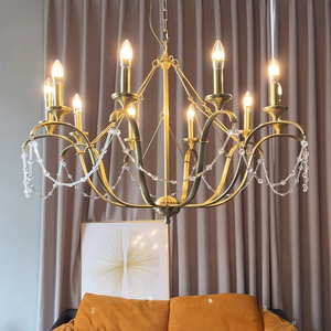 Wholesale Custom Copper Crystal Chandelier Traditional Glam Style Brass Finish Candelabra for <b>Dining</b> Room Hotel Ballroom - Product Image 1