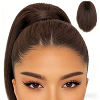 Chaofan En gros Extensions de cheveux synthétiques queue de cheval à cordon de serrage Afro Kinky Yaki Lisse Fibre résistante à la chaleur 12 pouces Noir
