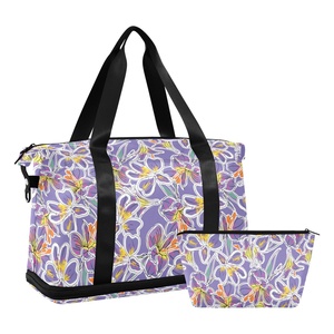 Bolsa de Gimnasio Impermeable de Nuevo Diseño, Bolsa de Viaje Personalizada, Juego de Maletas de Fin de Semana con Diseño Hawaiano de Lavanda, Bolsas de Viaje Plegables Personalizadas - Product Image 1