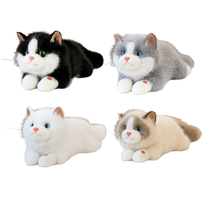 Peluche de Gato Ragdoll Blanco y Negro, Simulación de Alta Calidad, Lindo Gatito de Peluche con Pelo Largo, Muñeco de Peluche, Regalo para Niñas y Amigas, Venta al por Mayor - Product Image 1