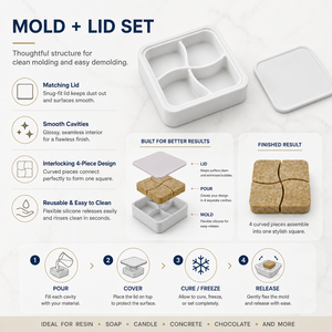 4-Cavity Silicone Ice <b>Tray</b> with Lid for Frozen Food <b>Storage</b> Reusable Non-Stick Modern Creative Square Shape - Product Image 2
