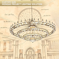 Lanterne Ramadan personnalisée de grande taille, lampe à plusieurs couches, lustre LED pour mosquée, hall de prière