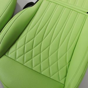 Housse de siège de voiture de luxe en cuir Nappa à motif diamant, protection pour 5 sièges, housse de coussin de siège vert - Product Image 4