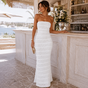 Robe de mariée personnalisée pour <span class=keywords><strong>femme</strong></span>, robe longue sirène en dentelle blanche, robes décontractées pour <span class=keywords><strong>femme</strong></span>, vente en gros, fournisseurs de mode - Product Image 4