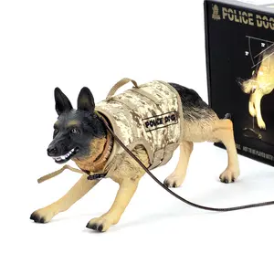 Simulação de pastor alemão alta qualidade pequena escala cena militar ornamentos elegante soldado modelo polícia cão brinquedo