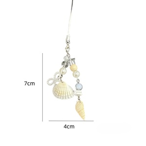 Llavero de Concha Marina con Perlas, Accesorio Decorativo para Teléfono, Colgante de Joyerí<span class=keywords><strong>a</strong></span>, Adorno para Llaves de Coche - Product Image 3