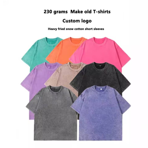 T-shirt en coton 230 GSM délavé, imprimé avec logo personnalisé, manches courtes, coupe ample, style rétro américain, 100% coton, grandes tailles - Product Image 4