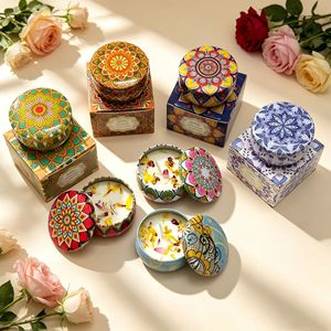 Bougie parfumée à la cire de soja semi-artisanale aux fleurs séchées, en forme de tasse, grands pots, senteurs lavande, rose, jasmin, coffrets cadeaux d'aromathérapie - Product Image 4