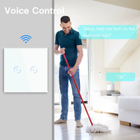 Interrupteurs intelligents Abuk CE Glass 600W Bseed pour rideaux, avec variateur Wi-Fi, Zigbee, Tuya, 1/2/3/4 gangs, 2/3 voies, sans neutre