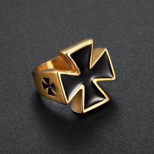 Anillos de Cruz de Caballero Clásicos de Acero Inoxidable al por Mayor, Anillo Religioso con Esmalte de Color Personalizado - Product Image 4