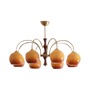 Lustre vintage pour salon, table à manger rétro américaine, lit, style Bauhaus, style chabi japonais, verre kaki, luminaire principal - Product Image 4