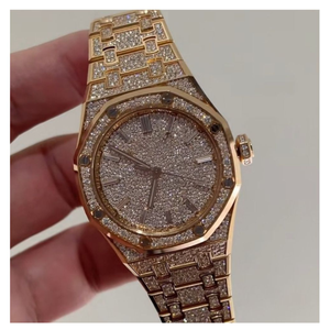 Montre analogique de luxe unisexe personnalisée, édition limitée, style hip-hop, acier inoxydable, or blanc, automatique chinoise ETA Ather - Product Image 4