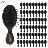 Brosse à cheveux démêlante personnalisée avec logo, mini brosse à coussin d'air, pour adultes et enfants, noire, pour cheveux épais, bouclés, humides ou secs