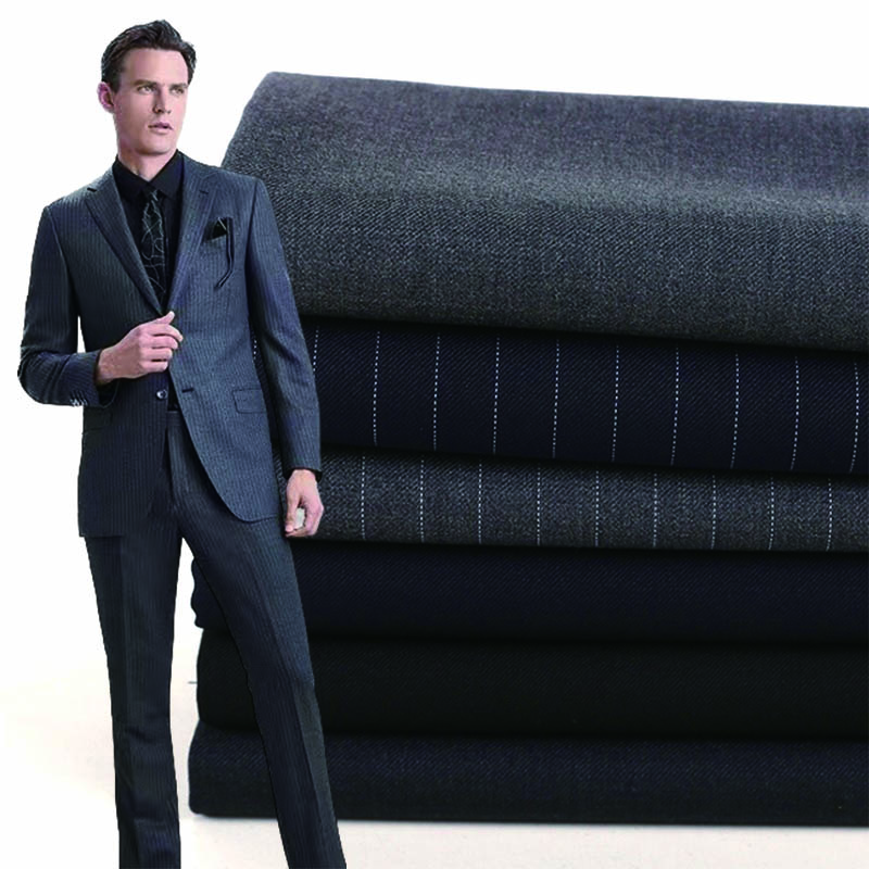 Italian Uk England Merino Premium Custom Stripe Twill Polyester Cashmere Worsted Wool Suiting Fabric for Men Ladies Suit Fabric