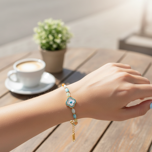 สร้อยข้อมือแฟชั่นประดับลูกปัดลายตาปีศาจ - Product Image 3