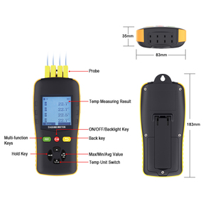 <strong>Digital</strong> <strong>Temperature</strong> <strong>Sensor</strong> <strong>Probe</strong> Thermocouple Thermometer High <strong>Temperature</strong> Thermometer 4 Channels Hygrometer - Product Image 4