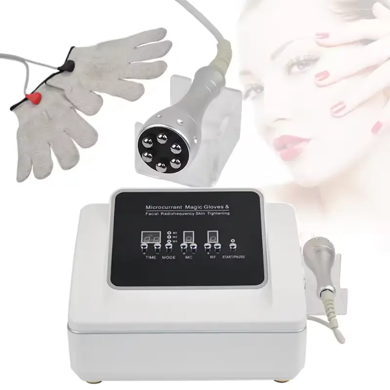 Schönheits salon Ausrüstung Mikros trom Hand gerät Elektro handschuhe ElastiStrom RF Mikro corriente Massage gerät Toning galvanische Gesichts behandlung