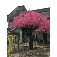 300cm height cheap fiberglass umbrella shape artificial pink peach blossom plants trees , flower tree artificial