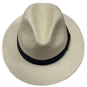 Cappello di paglia Panama estivo di qualità personalizzato cappello di paglia a tesa larga Unisex cappello protezione solare in paglia naturale estivo