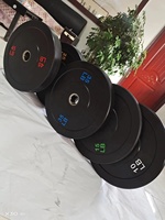 Équipement de musculation pour salle de sport commerciale, plaques de poids en caoutchouc portables, imperméables et durables, 20 kg, anneau central en acier, barre d'haltères en caoutchouc