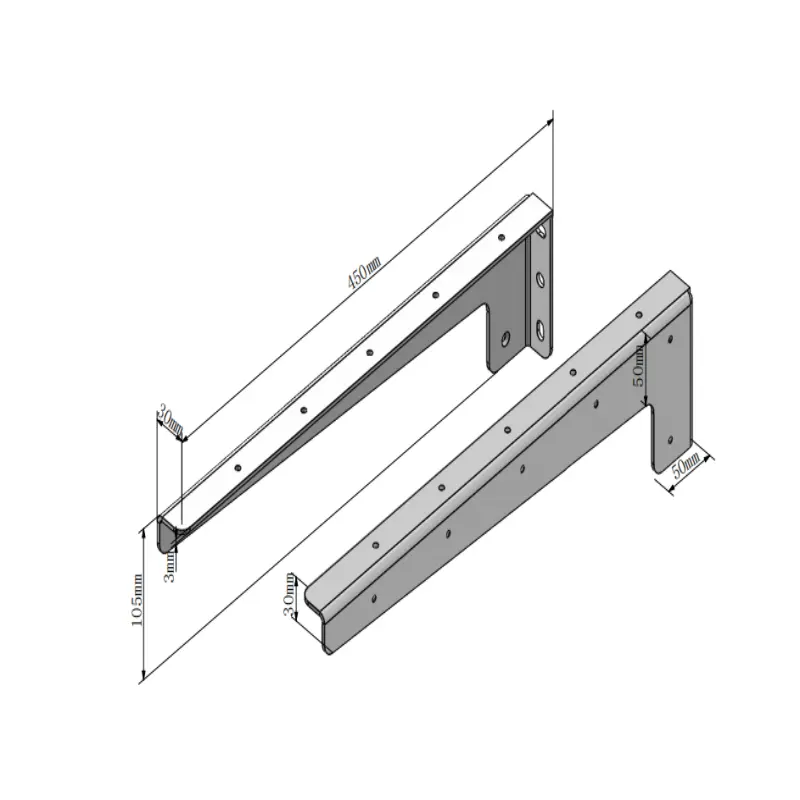 Metal heavy-duty wall-mounted tripod bracket for a variety of wall L-shaped support steel brackets