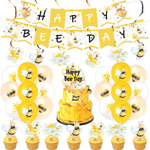 Artículos para Fiesta de Cumpleaños de Abeja Amarilla, Pancarta HAPPY BEEDAY, Decoración para Cupcakes, Globos, Decoración para Fiesta de Cumpleaños Infantil y Baby Shower - Product Image 1