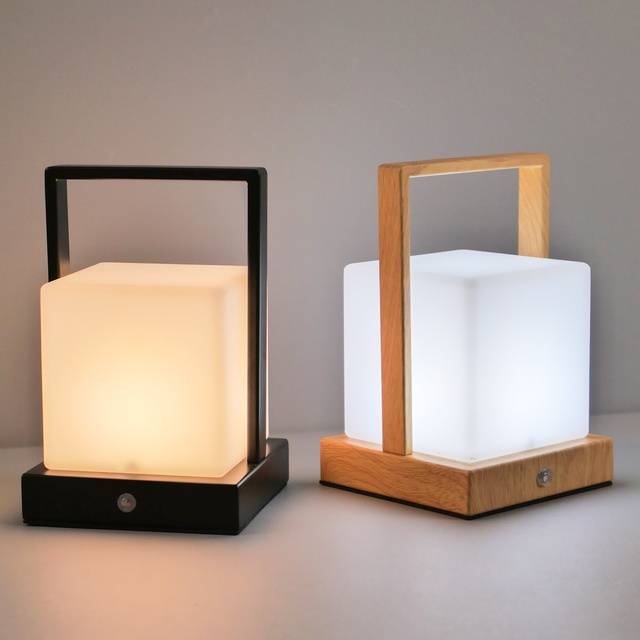 Cordless New Handheld Square Box Modern Design Touch Control Stepless Dimming LED Night Light USB Rechargeable Light