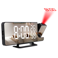 Radio FM miroir projecteur horloge et chargeur grand projecteur à led horloge temps projecteur réveil numérique affichage de la date