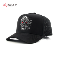 Casquettes de baseball personnalisées en coton noir de qualité supérieure 4ugear, 5 panneaux, broderie et strass, avec logo personnalisé