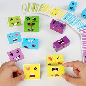 Wooden Face-changing <b>Magic</b> Puzzle Building Blocks Cube Pattern Matching Board Games Battle Interaction Toys for Kids Adults - Product Image 3