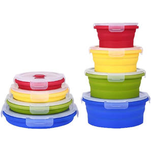 Lonchera de Silicona Plegable Reutilizable, Contenedor de Almacenamiento de Alimentos, Lonchera Bento de Silicona, Contenedor de Almacenamiento de Alimentos de Silicona con Tapa - Product Image 2